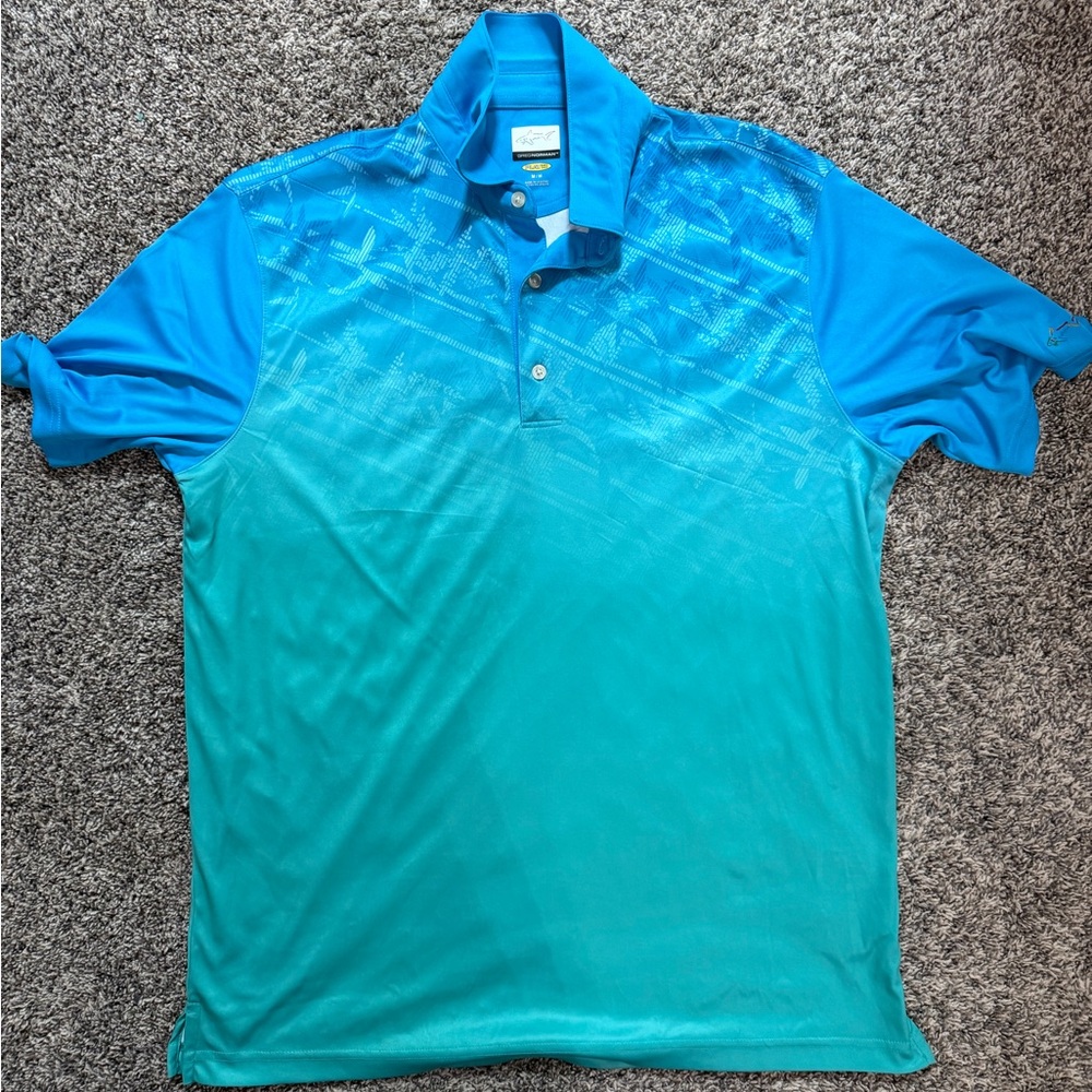 Greg Norman Collection Turquoise and Blue Polo Shirt